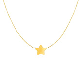 14k Yellow Gold Star Charm Necklace, 18" fine designer jewelry for men and women